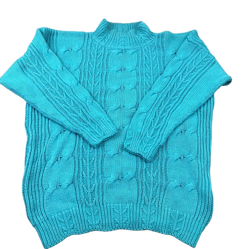 Forenza Sweater Vintage 80's 90's Large Turtleneck Chunky Cable Knit